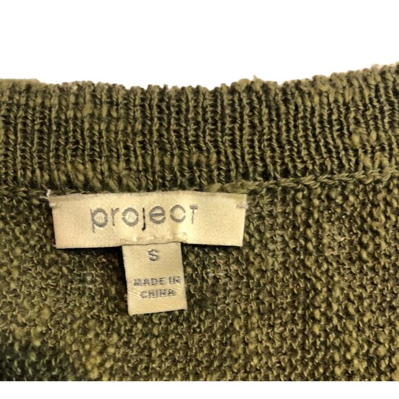 Project Womens Size Small Green Long Sleeve Pullover Sweater Tie Hem Bow Accent - Picture 9 of 10